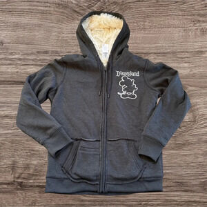 Disney Parks Gray Hoodie 55 Mickey Mouse Faux Fur Full Zip L